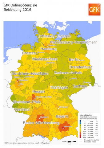Zum Vergleich: So sehen die GfK-Online-Potenziale für Bekleidung aus.