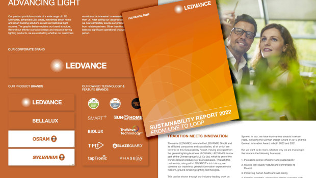 Montage: Auszug aus dem ersten Nachhaltigkeitsbericht von Ledvance. Montage: Auszug aus dem ersten Nachhaltigkeitsbericht von Ledvance.