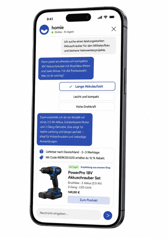 Das Beratungstool ist auf den Endgeräten der Kundinnen und Kunden ebenso wie im stationären Handel auf Selbstbedienungsterminals und im Onlineshop einsetzbar. 