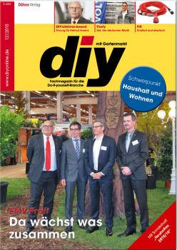 Titelthema der aktuellen diy-Ausgabe ist der Zusammenschluss von EMV-Profi mit dem Baustoffring. Titelthema der aktuellen diy-Ausgabe ist der Zusammenschluss von EMV-Profi mit dem Baustoffring.