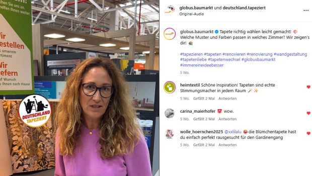 Die&nbsp;Brancheninitiative „Deutschland tapeziert“ und Globus Baumarkt präsentierten Tapetentrends und Tapeziertipps analog und digital.