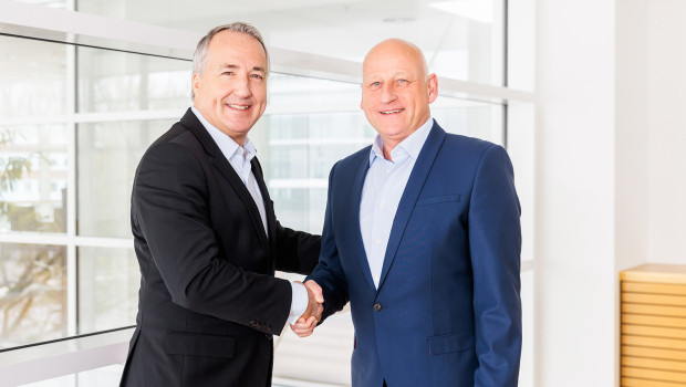 &nbsp;Oliver P. Kuhrt, Geschäftsführer der Messe Essen, und Landgard-Vorstand&nbsp;Dirk Bader.