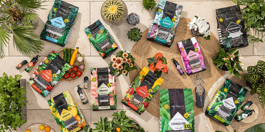 Die Pon-Produktfamilie von Lechuza umfasst zwölf Substrate für die Bedürfnisse unterschiedlicher ­Pflanzenarten.