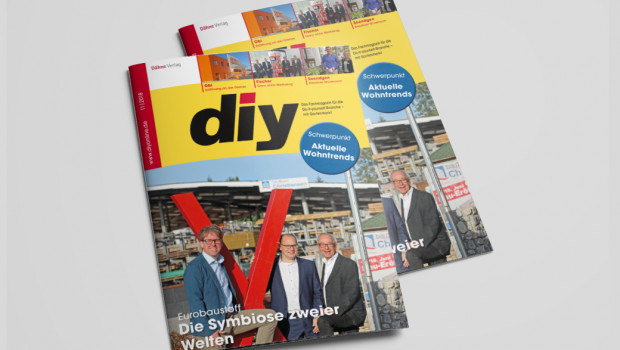Titelthema Eurobaustoff, Sortimentsthema Wohntrends: die aktuelle Ausgabe von diy. Titelthema Eurobaustoff, Sortimentsthema Wohntrends: die aktuelle Ausgabe von diy.