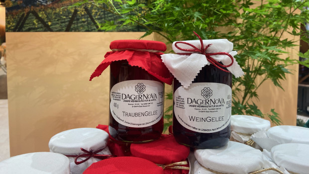 Besucher der Spoga+Gafa konnten sich ein Glas Weingelee mit nach Hause nehmen.