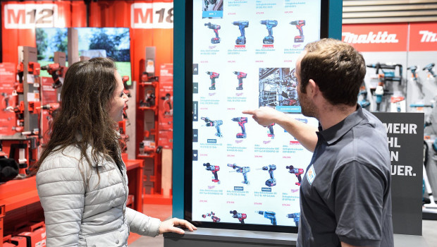In der "Vergleichszone" werden die Produktmerkmale auf einem Bildschirm dargestellt.