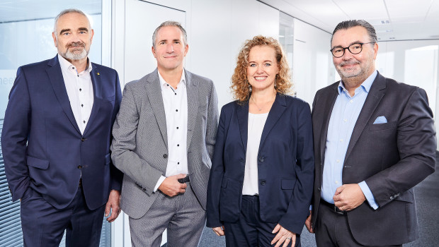 Die erweiterte Geschäftsführung von Compo (v. l. n. r.): Anton Staals (CFO), Mario Bildat (COO), Andrea Strein (CSO) und Stephan Engster (CEO).