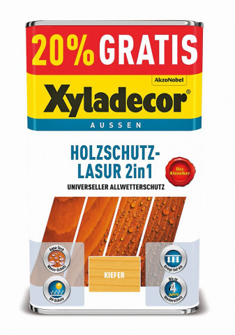 Zum 15-jährigen Jubiläum der Holzschutz-Lasur 2in1 von Xyladecor gibt es das 5-Liter-Gebinde mit 20 Prozent mehr Inhalt zum gleichen Preis.&nbsp;