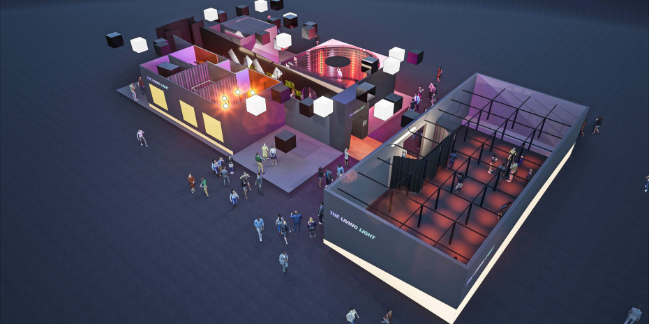 Ein lichtinszenierter Rundgang verbindet vier Lebensbereiche zu einem ganzheitlichen Raumerlebnis.