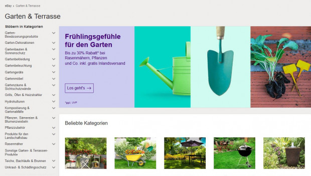 Online-Marktplätze wie eBay sind die mit Abstand bevorzugten Einkaufsquellen, wenn Gartenprodukte im Internet gekauft werden. Online-Marktplätze wie eBay sind die mit Abstand bevorzugten Einkaufsquellen, wenn Gartenprodukte im Internet gekauft werden.