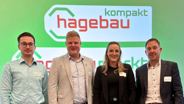 Neu in den Gremien des Hagebau-Einzelhandels (v.l.n.r.): Luca Batzner, Julian Schäfer, Nina Carolin Siemsen und Tomas Schadwill.