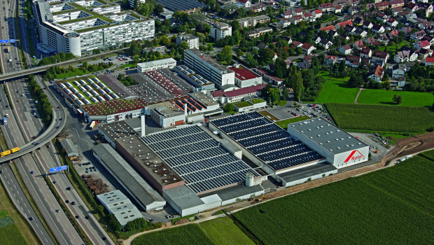 Blick auf den Stammsitz des Familienunternehmens Roto Frank in Leinfelden-Echterdingen an der A8 bei Stuttgart.&nbsp;