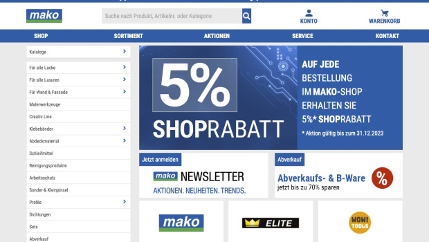Der neue Online-B2B-Shop des Malerwerkzeugherstellers. Der neue Online-B2B-Shop des Malerwerkzeugherstellers.
