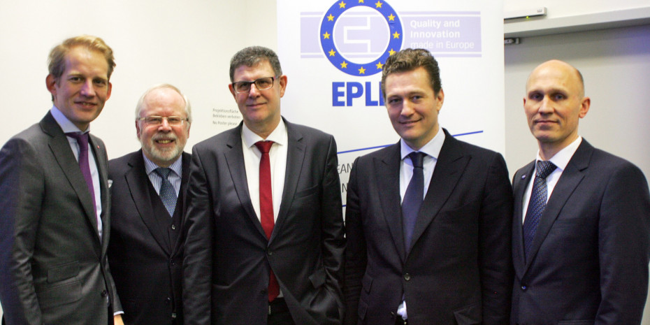 EPLF-Vorstand und -Geschäftsführung in Hannover (v. l.): Max von Tippelskirch, Peter H. Meyer, Ludger Schindler, Paul de Cock und Eberhard Herrmann.