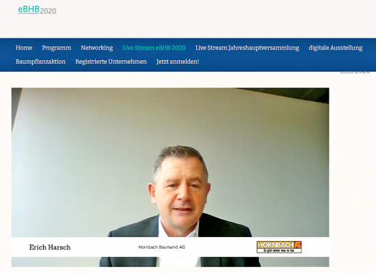 Die Branchenpremiere erfolgte virtuell: Erich Harsch, seit Anfang 2020 Chef der Hornbach Baumarkt AG.