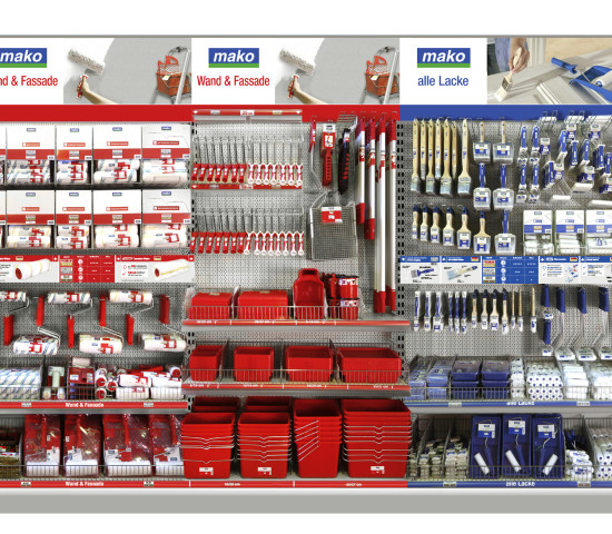 Das Sortiment für die Farbenabteilung läuft unter der Marke Mako.&nbsp;