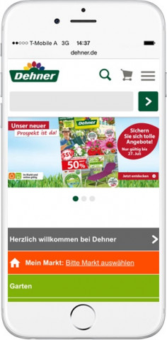 Auf dem Smartphone sieht der Dehner-Shop so aus.