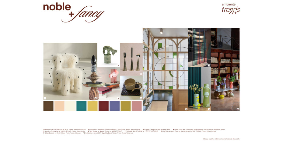 Noble + Fancy bringt elegante und ausgefallene, klassische und exzentrische Farben und Objekte mit historischen Techniken zusammen. Noble + Fancy bringt elegante und ausgefallene, klassische und exzentrische Farben und Objekte mit historischen Techniken zusammen.