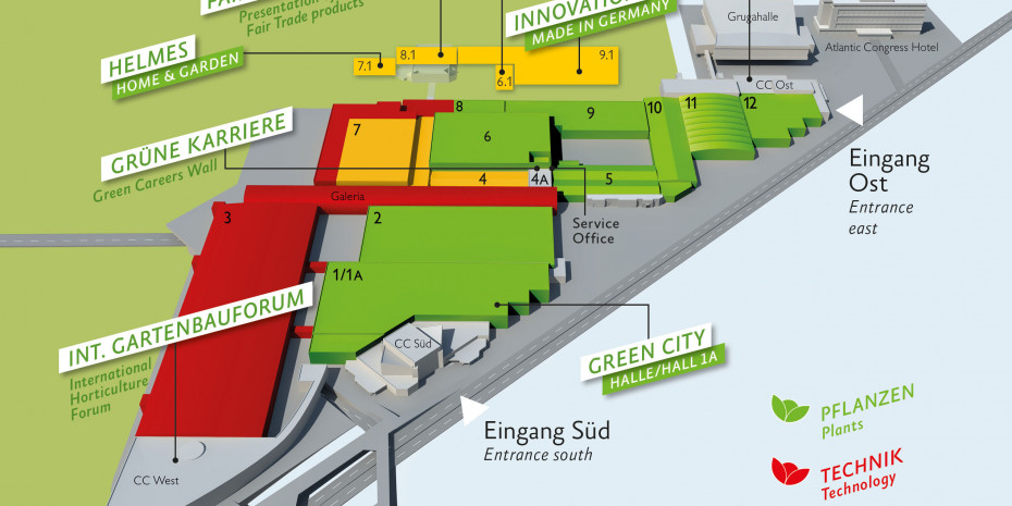 Aufteilung der Messehallen