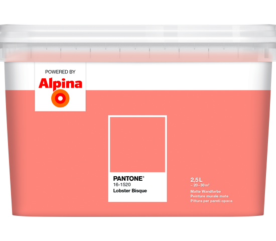 Das transparente, eckige Gebinde im markanten Pantone-Look fällt auf.