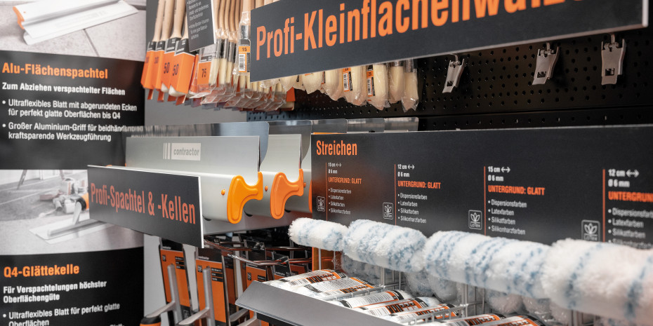 Das Profi-Modul von Color Expert präsentiert alle benötigten Streich- und Spachtelwerkzeuge gebündelt an einem Ort.&nbsp;