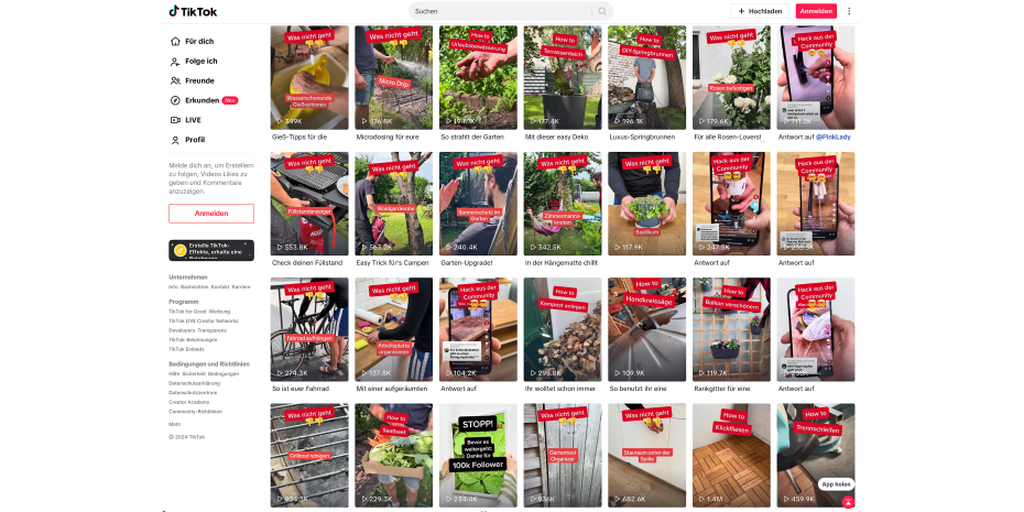 Die Bauhaus-Tiktoks überzeugen durch konstante Performance: Alle generieren stets Aufrufe im sechsstelligen Bereich, immer wieder getoppt durch Ausreißer auf Millionen-Level.