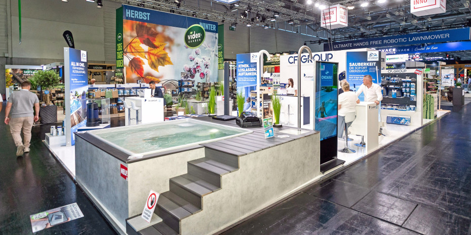 Einen „Tiny Pool“ als Anschauungsobjekt hat die CF Group direkt am Messestand positioniert. Einen „Tiny Pool“ als Anschauungsobjekt hat die CF Group direkt am Messestand positioniert.
