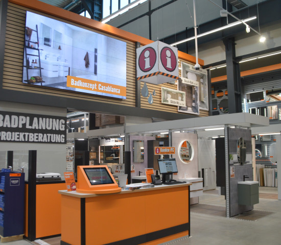 Die Sanitär-Abteilung ist eine der Vorzeige-Abteilungen des neuen Marktes.