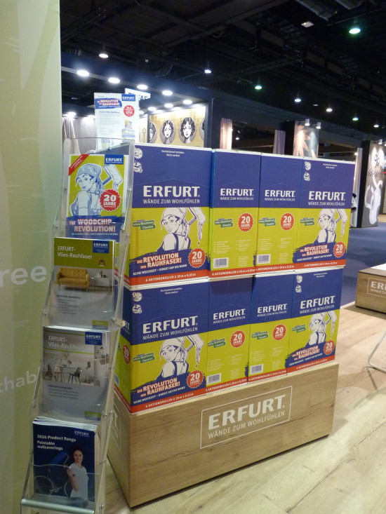 Erfurt konzentrierte sich in diesem Jahr auf den POS, etwa mit einem Sonder-Display zum Jubiläum der Vlies-Raufasertapete.&nbsp;