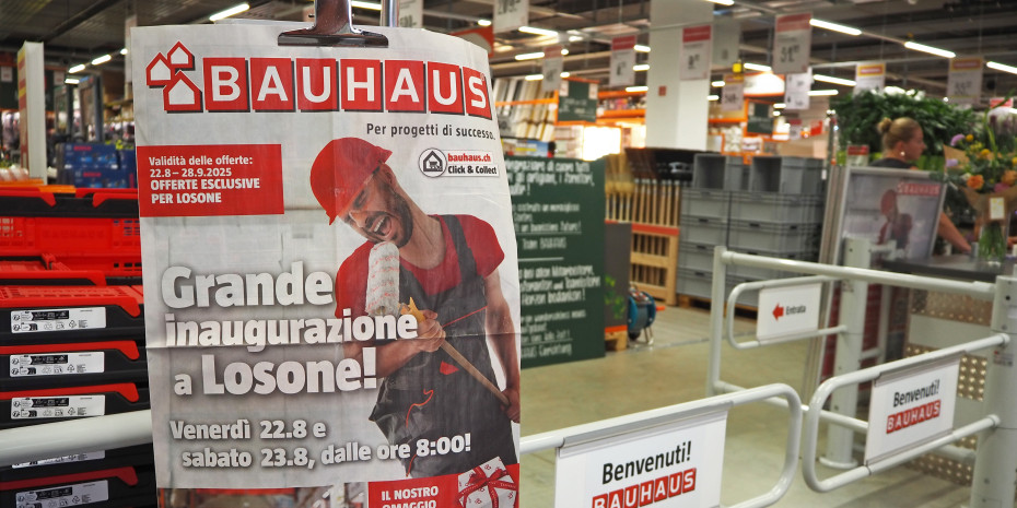 Die erste Bauhaus-Niederlassung im Tessin ist mit ihren 2.700 m² die kleinste in der Schweiz.