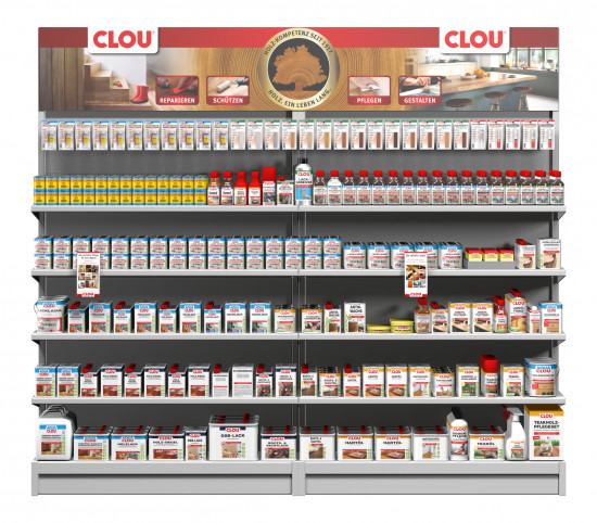 Vielfalt für den Profi: Reparieren, Schützen, Pflegen, Gestalten – das Clou-Innensortiment hält für jeden Anwendungsfall das passende Produkt bereit.