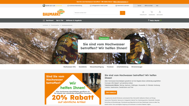 So wie Globus unterstützen auch andere Baumarktbetreiber Hochwasser-Geschädigte im Saarland mit Rabatten.