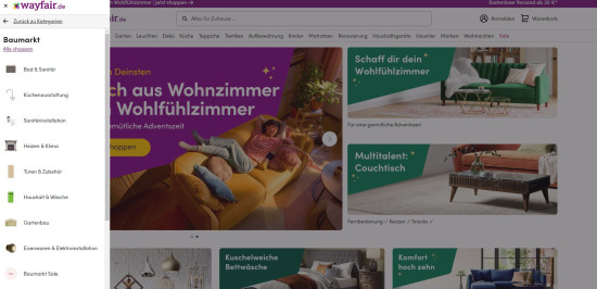 Wayfair bietet ein komplettes Baumarktsortiment an.&nbsp;