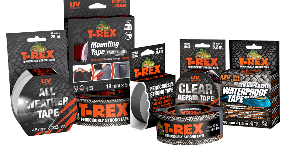 Das T-Rex-Portfolio umfasst&nbsp;eine Vielzahl an Produkten&nbsp;zum Reparieren, Stärken und Befestigen.