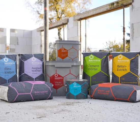 Ein Ausschnitt aus der Produktpalette der Eigenmarke Bauvista professional.