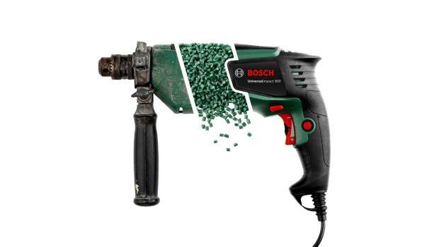 Mit der Closed-Loop-Edition seiner Schlagbohrmaschine Universal Impact 800 will Bosch zeigen, dass das Recycling technischer Kunststoffe für das Gehäuse anspruchsvoller Produkte möglich ist.&nbsp;