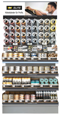 Für jede Marke gibt es ein eigenes POS-Konzept, wie hier für die Klebebänder der Profi-Linie Elite.&nbsp;