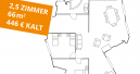 Die gesuchte Wohnung: 66 m², 2,5 Zimmer, 446 Euro kalt