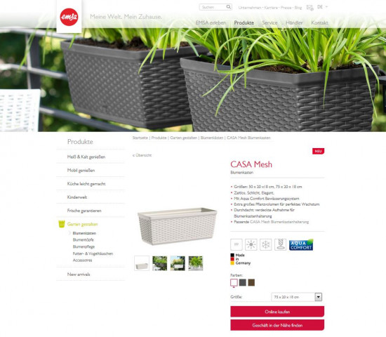 Auch das Gartensortiment von Emsa ist in das Online-Konzept einbezogen.