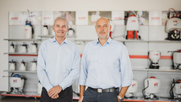 Sascha Luft&nbsp;(r.) wurde zum 1. August 2020 zum Geschäftsführer bei Solo Kleinmotoren bestellt. Daneben Mitgeschäftsführer Andreas Emmerich.