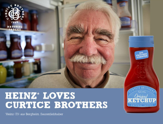 Liebesgrüße an den großen Wettbewerber: Saucenliebhaber Heinz* &nbsp;wirbt für Curtice Brothers.