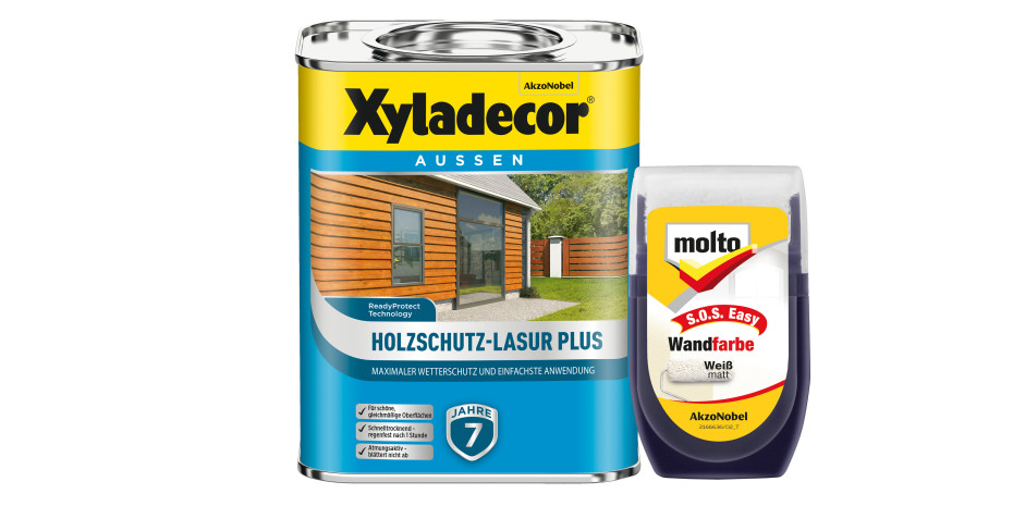 Die Holzschutz-Lasur Plus und die S.O.S. Easy Wandfarbe sind Beispiele für Produkte, bei deren Entwicklung Nachhaltigkeit eine Rolle gespielt hat.&nbsp;