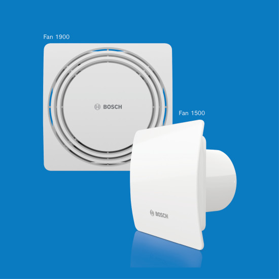 Der Badventilator Bosch Fan lässt sich per Lichtschalter oder über einen Feuchtigkeitssensor steuern.