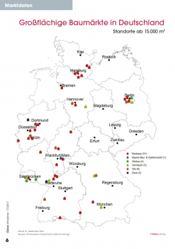Großflächige Baumärkte ab 15.000 m² in Deutschland. [Stand 31.12.16]