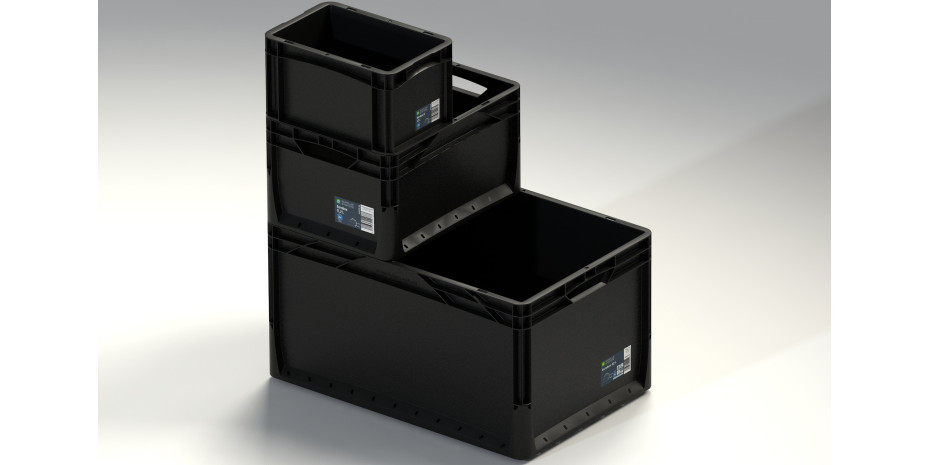 Die Eurobox ist modular stapelbar, aus Recyclingmaterial hergestellt und zertifiziert.&nbsp;