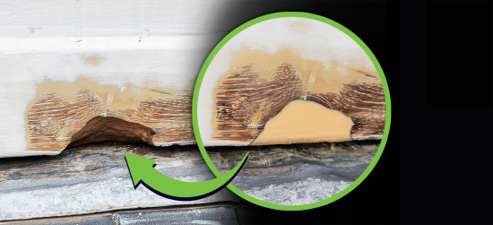 Ist das verfaulte Material beseitigt, kann das Loch mit der Spachtelmasse aufgefüllt werden.&nbsp;