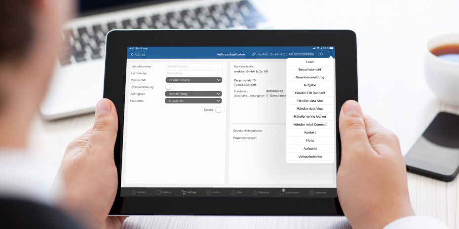 Nexmart, Nutzeroberfläche der Sales App