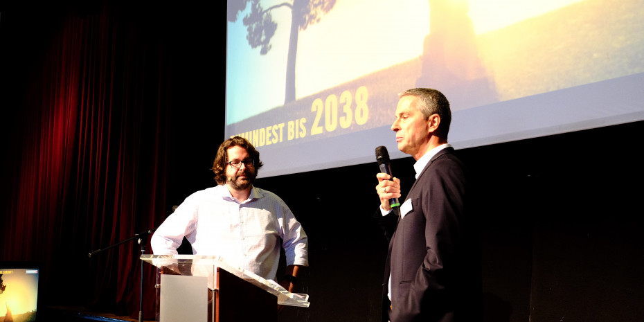 Synlog-Tag, Hornbach-Vorstand Ingo Leiner (l.), Organisator Markus Schering