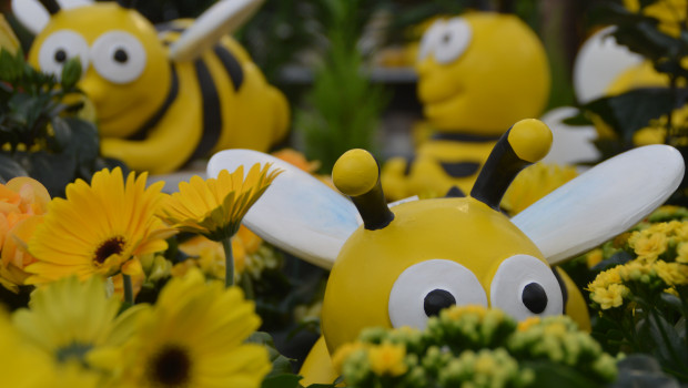 So hat man beispielsweise bei Pflanzen-Kölle das Thema Bienen umgesetzt.